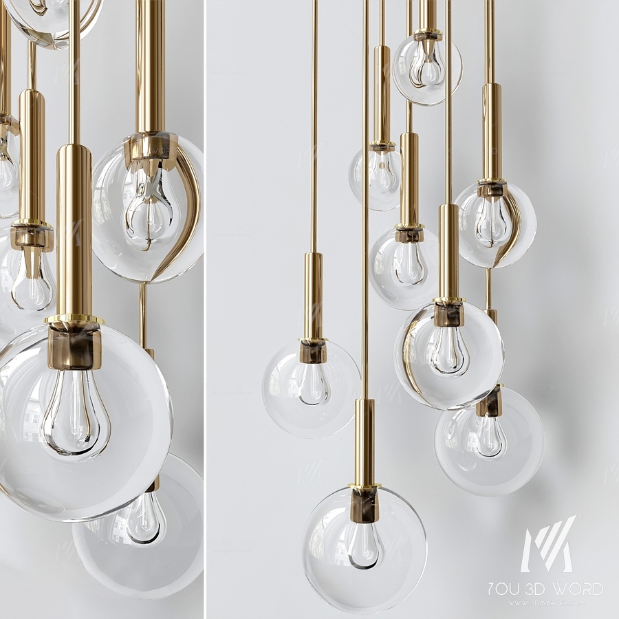 Brass and Smoked Glass Ceiling Lights